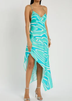 Abito printed silk-twill midi dress