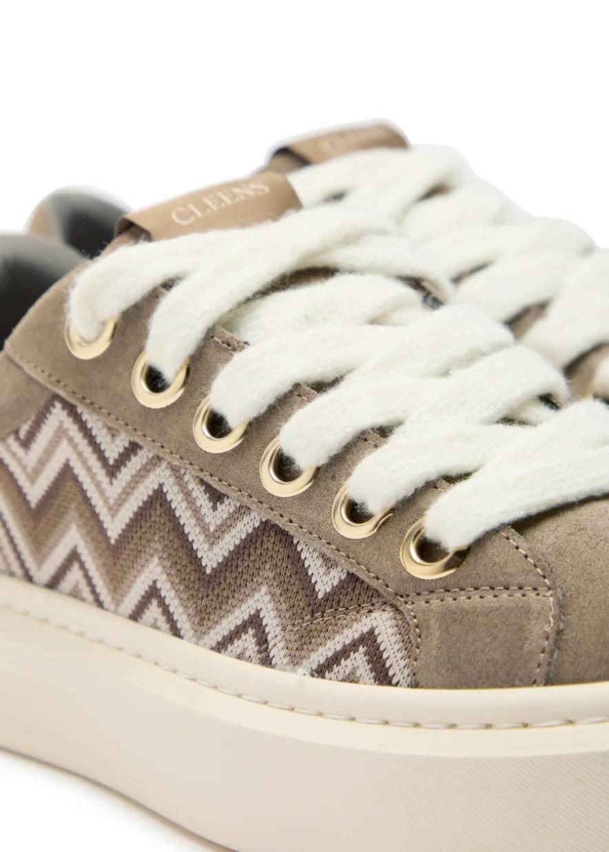 Ace chevron-knit suede sneakers