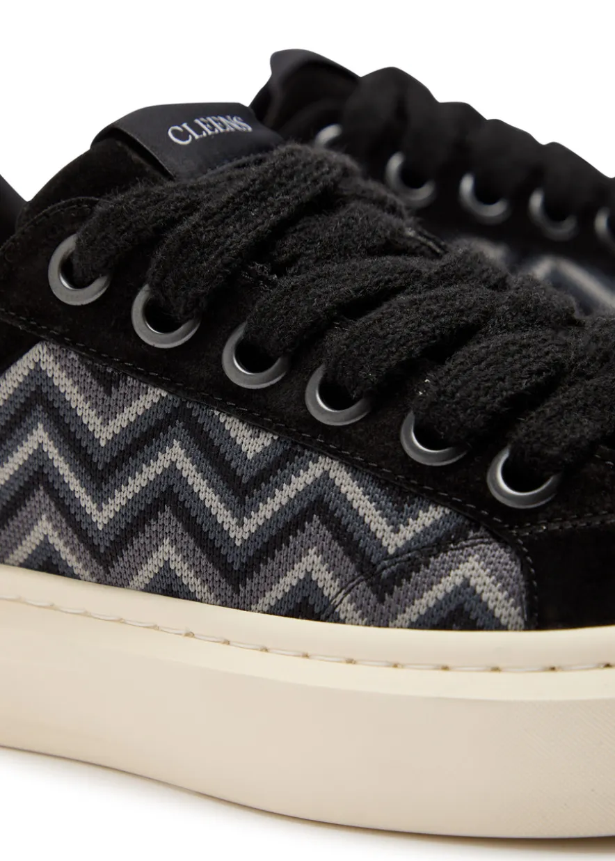 Ace chevron-knit suede sneakers