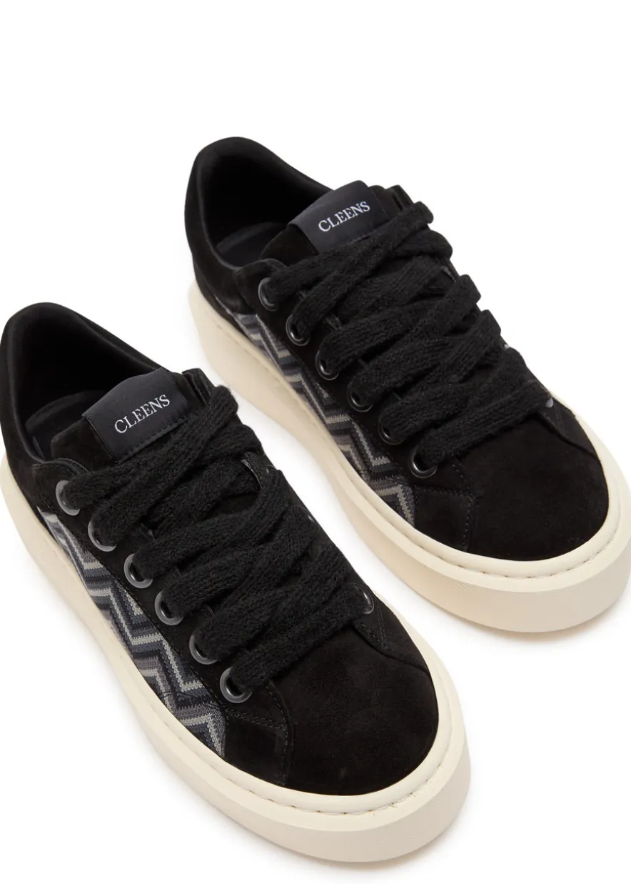 Ace chevron-knit suede sneakers
