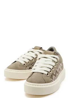 Ace panelled leather and suede sneakers