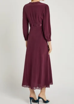 Adaline lace-trim silk-chiffon midi dress
