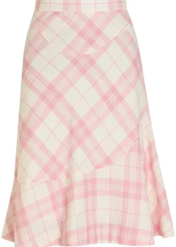 Adder plaid wool-blend crepe midi skirt