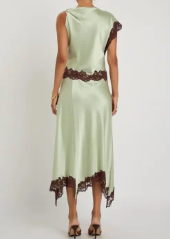 Adriana asymmetric satin midi dress