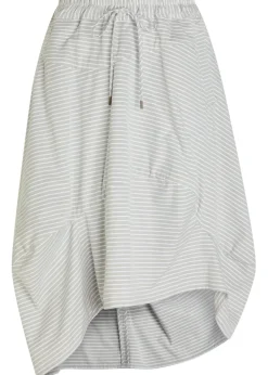 Aerodrome striped asymmetric cotton midi skirt