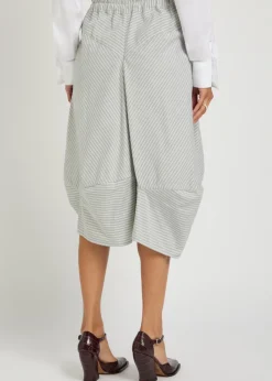 Aerodrome striped asymmetric cotton midi skirt