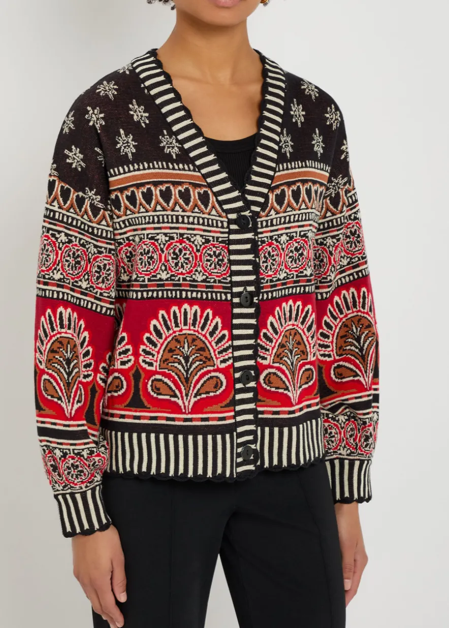 Ainika Groove patterned cotton cardigan