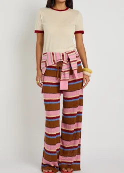 Airy Ringer contrast-trim cashmere T-shirt