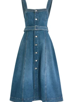 Alba panelled stretch-denim midi dress