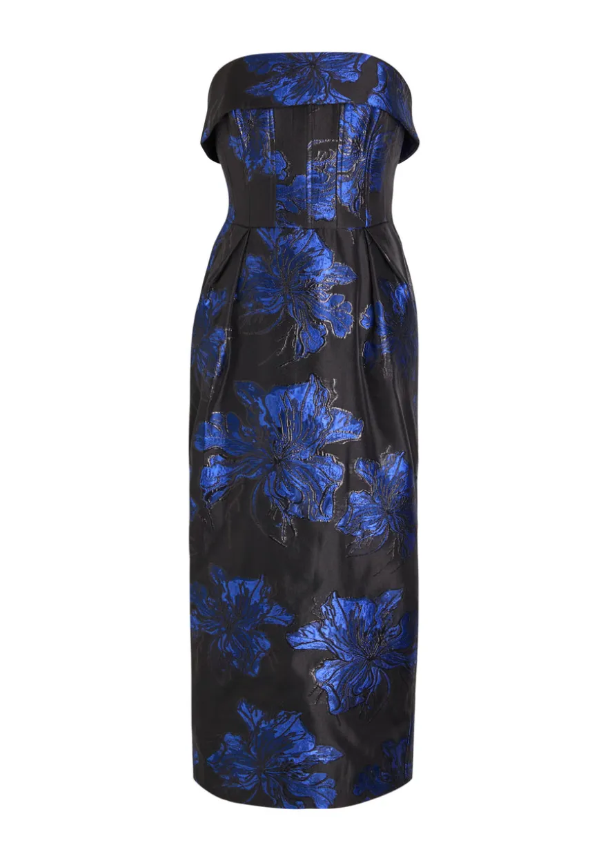 Alexandra floral-jacquard woven midi dress