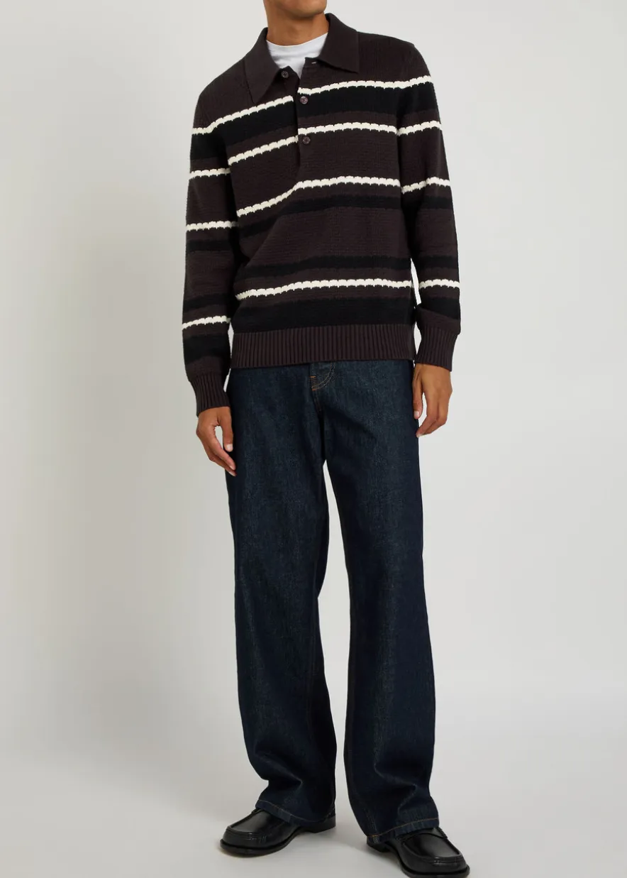 Alfie striped cotton polo jumper