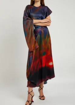 Alia draped silk-satin midi dress