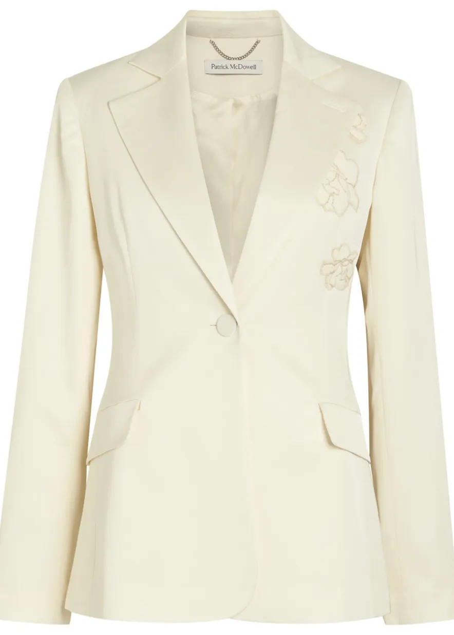 Alice rose-appliquéd woven blazer