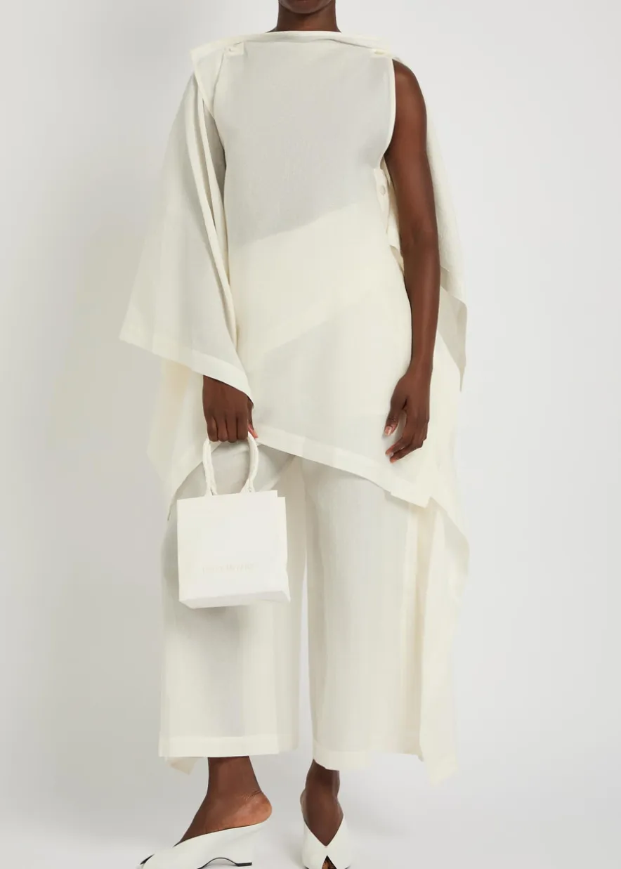 All Squares cape-effect asymmetric paper-blend top
