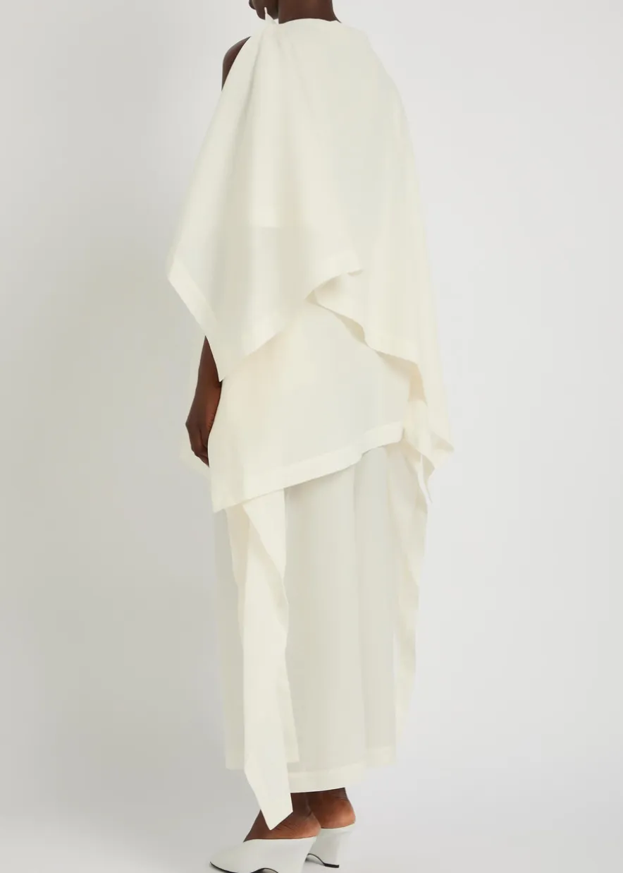 All Squares cape-effect asymmetric paper-blend top