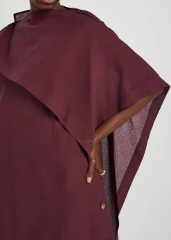 All Squares cape-effect asymmetric paper-blend midi dress