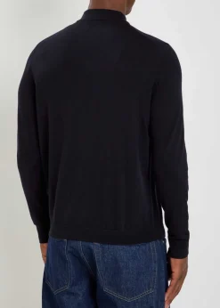 ALLUDE POLO LS KNIT_66340_BLAC