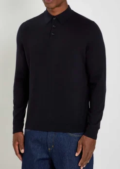 ALLUDE POLO LS KNIT_66340_BLAC