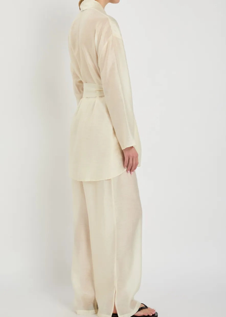 Alma embroidered belted kimono robe