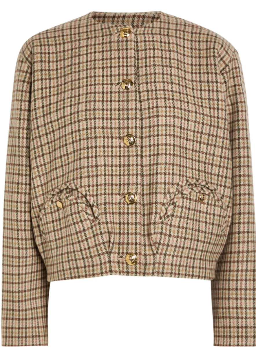 Altai checked wool and cashmere-blend jacket