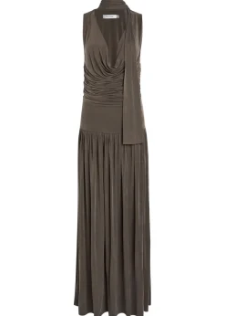 Alyve scarf-effect brushed jersey maxi dress