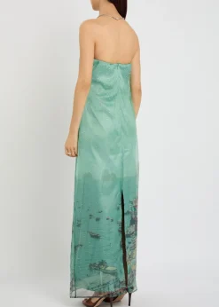Amara printed embellished organza maxi dress