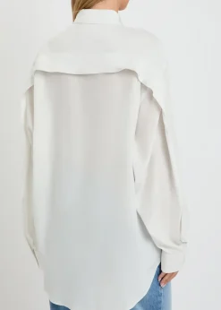 Amari draped-trim silk shirt