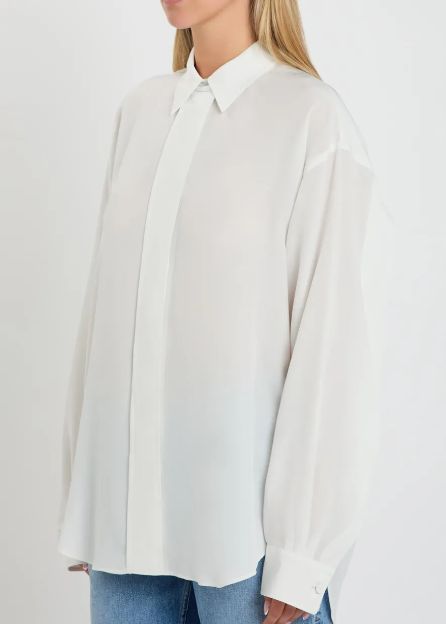 Amari draped-trim silk shirt