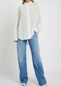Amari draped-trim silk shirt