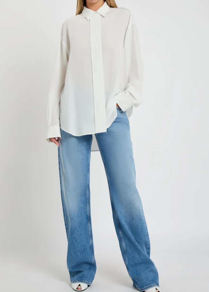 Amari draped-trim silk shirt