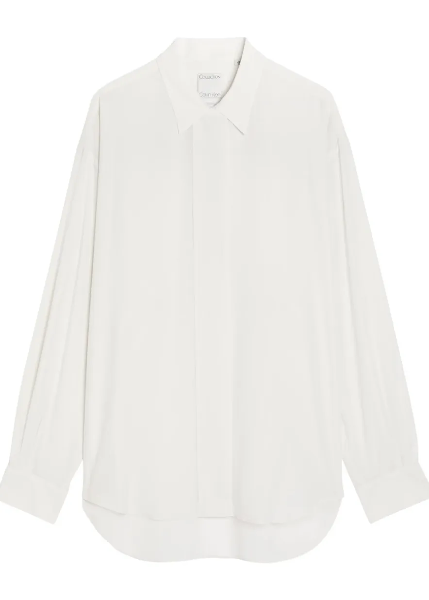 Amari draped-trim silk shirt