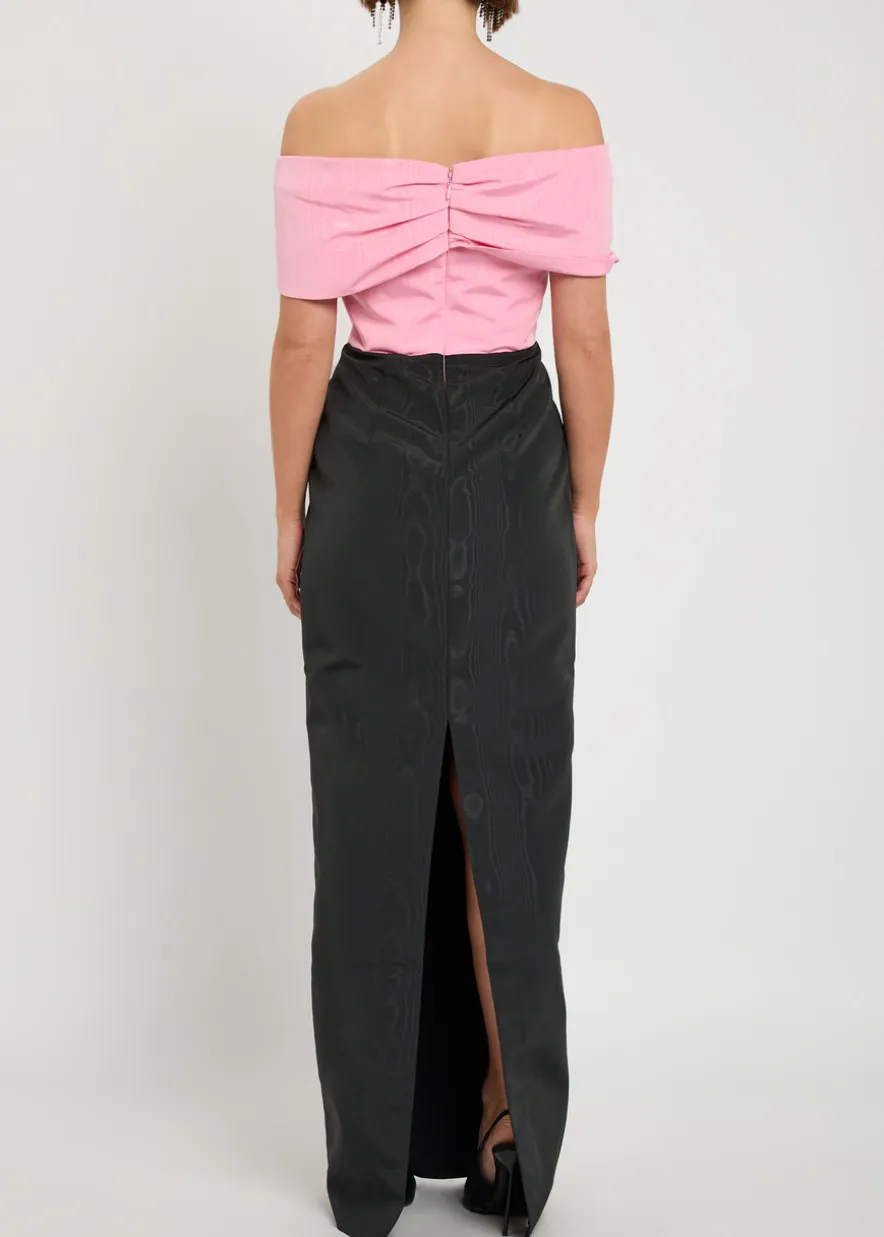 Amaro off-the-shoulder taffeta maxi dress