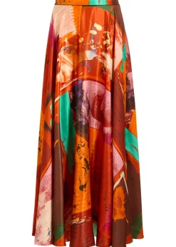 Ameera printed satin midi skirt