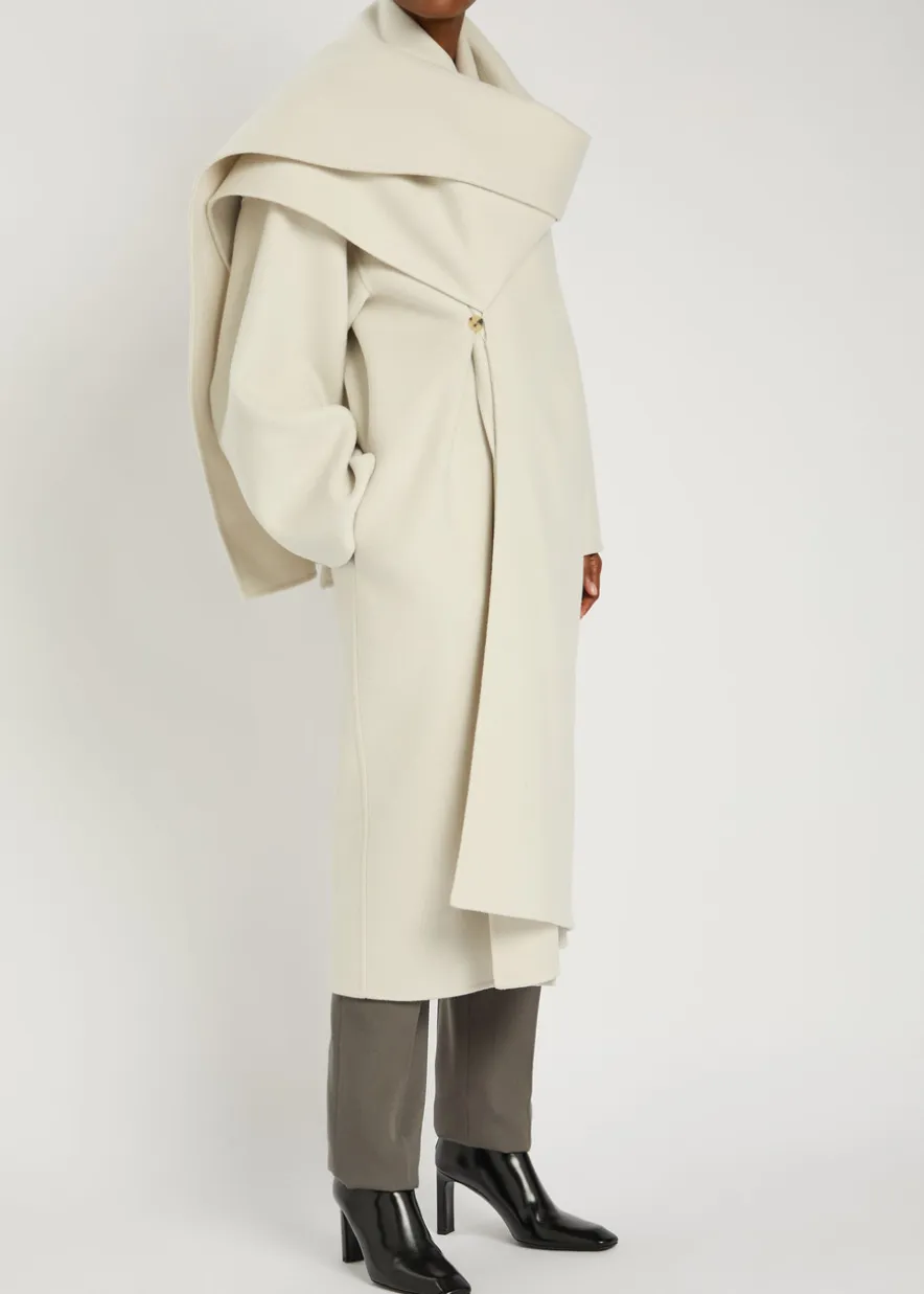 Amelia scarf-effect wool and cashmere-blend coat