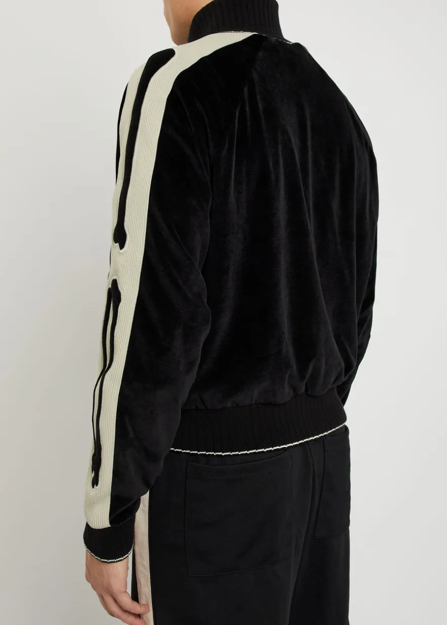 Amiri Bones appliquéd velour track jacket