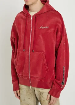 Amiri Bones embellished hooded cotton sweatshirt