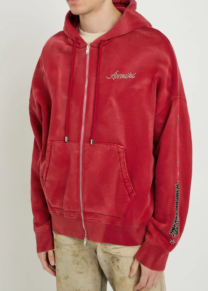 Amiri Bones embellished hooded cotton sweatshirt