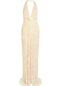 Amora scarf-effect lace gown