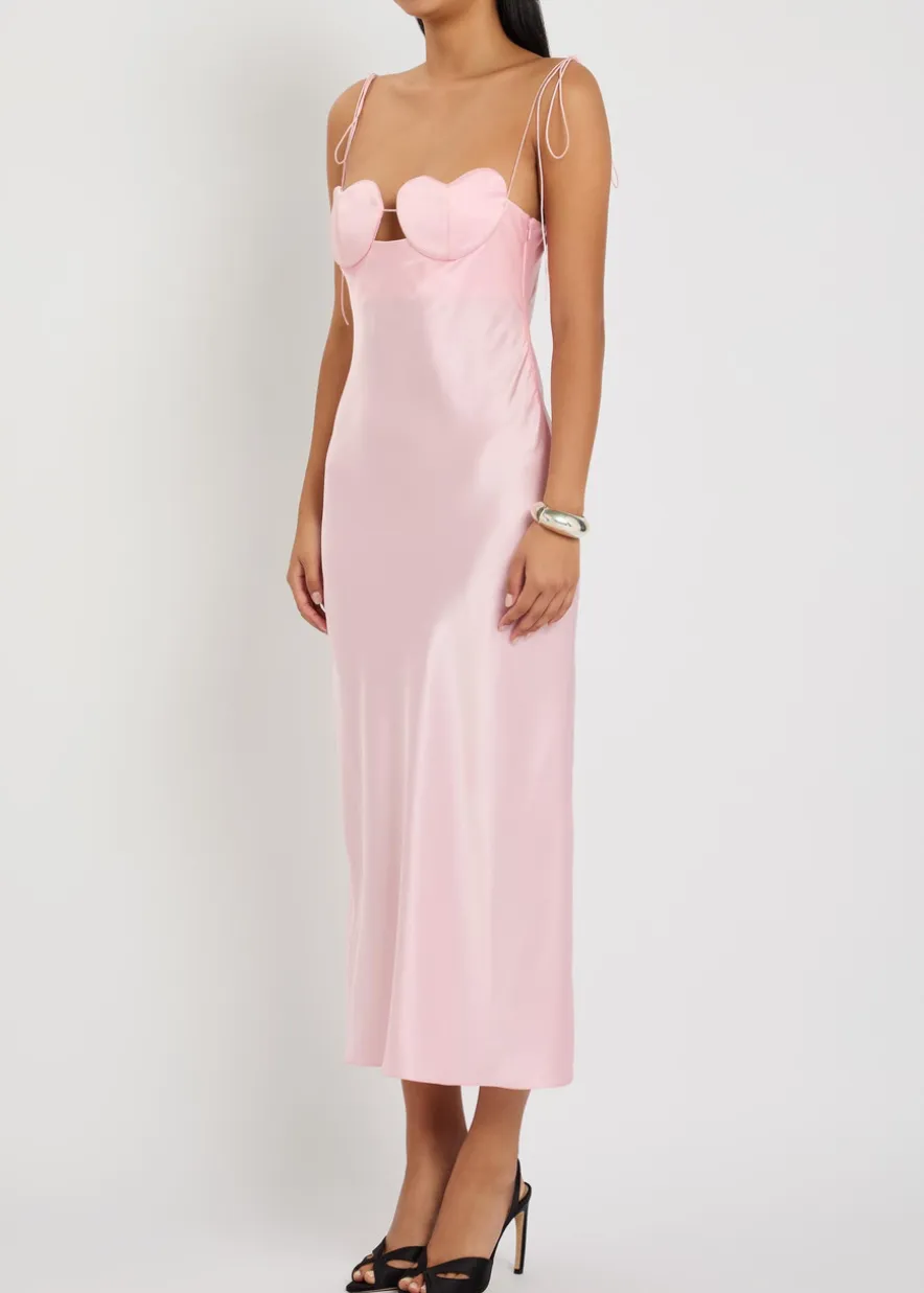 Amur heart satin midi dress