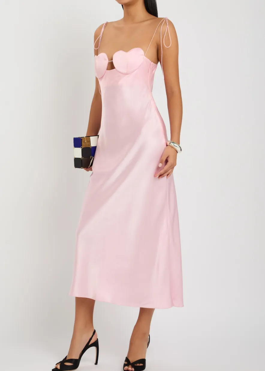 Amur heart satin midi dress