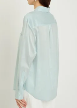 Anabas pinstripe silk and cotton-blend shirt