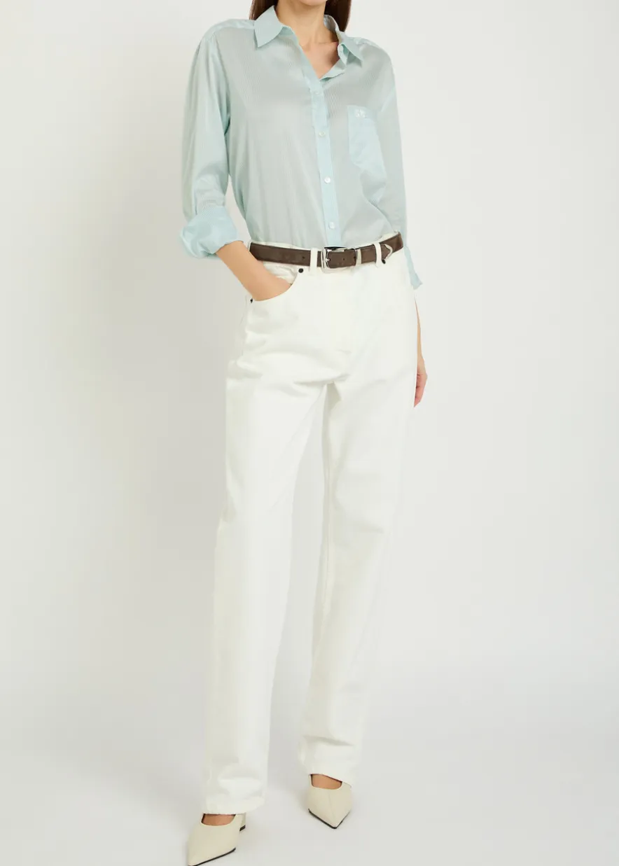 Anabas pinstripe silk and cotton-blend shirt