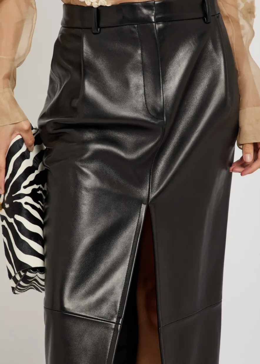 Anden leather midi skirt