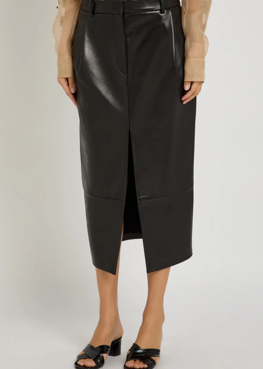 Anden leather midi skirt