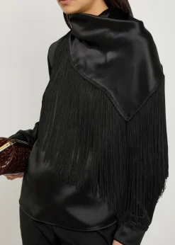 Anderson scarf-effect draped silk top