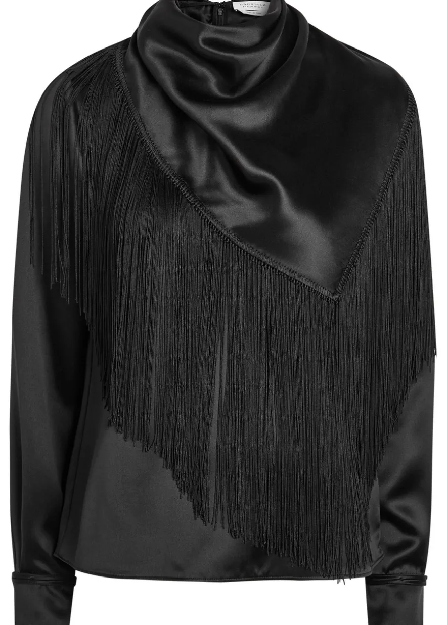 Anderson scarf-effect draped silk top