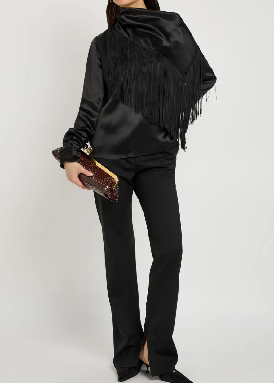 Anderson scarf-effect draped silk top