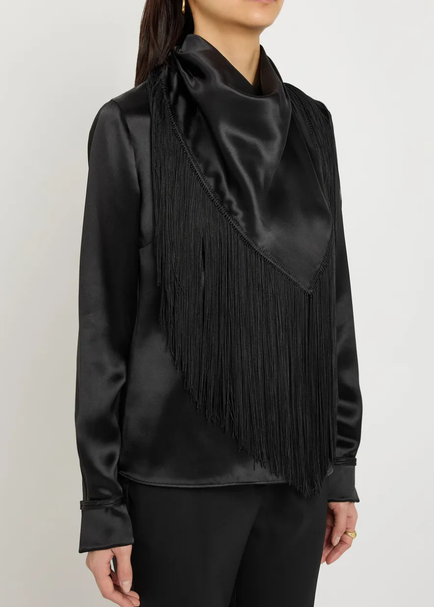 Anderson scarf-effect draped silk top