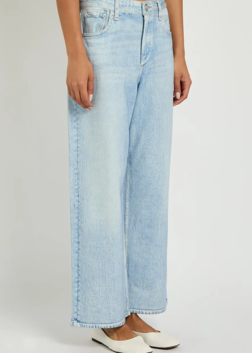 Andi denim-print cotton trousers
