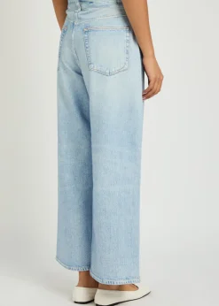Andi denim-print cotton trousers
